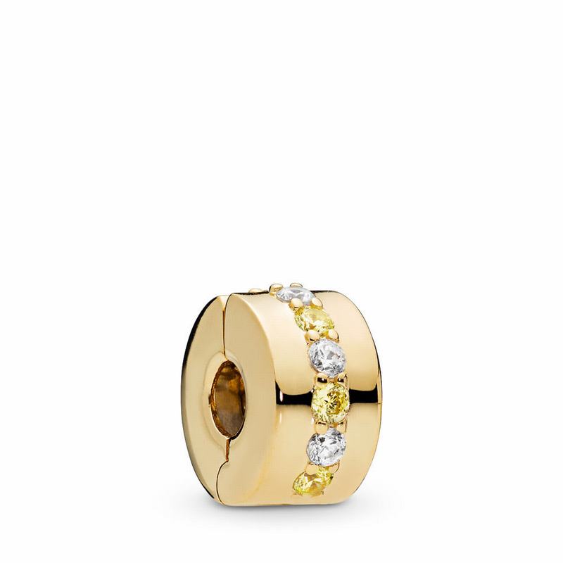 Pandora Shine™ Shining Path Clip Charm - 18ct Gold Plated/Yellow/Cubic Zirconia - Canada | GP3406CU